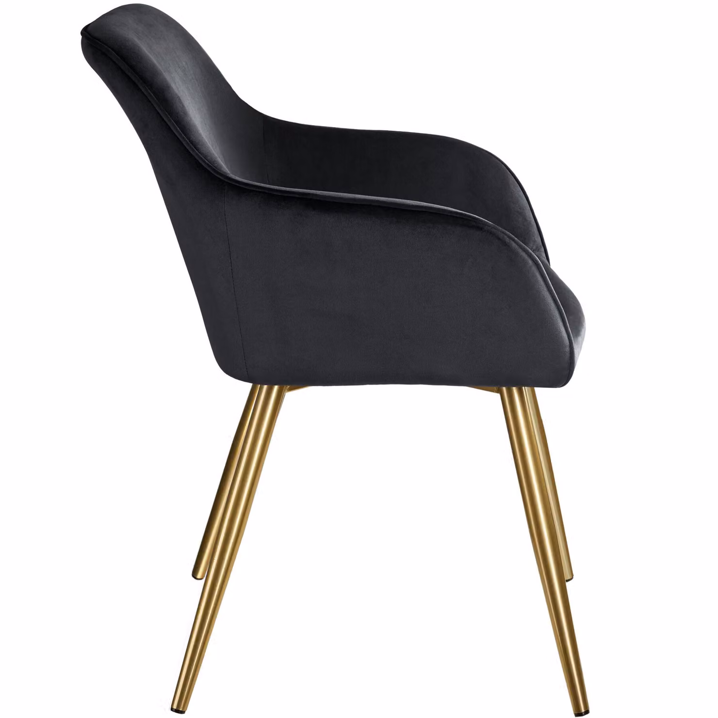 Set di 4 sedie Marilyn tectake in velluto nero e oro con design moderno per soggiorno e sala da pranzo – 4