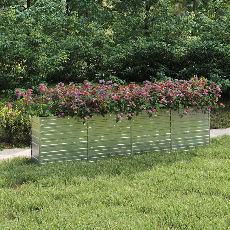 Letto rialzato da giardino vidaXL in acciaio zincato argento L: 320 cm, P: 40 cm, H: 77 cm