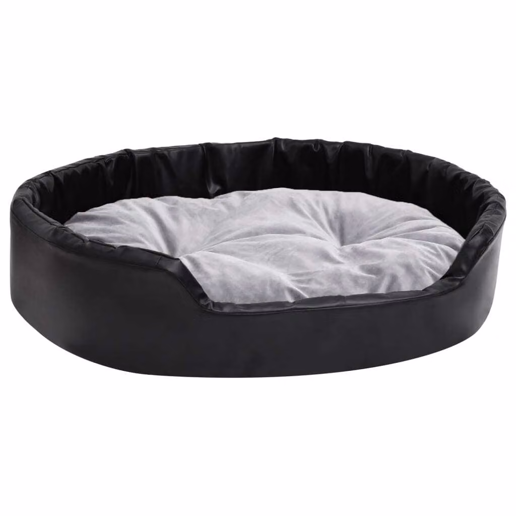 Lettino per Cani Nero e Grigio 90x79x20 cm Peluche e Pelle finta