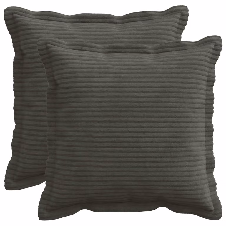 Set di 2 federe vidaXL HOUTEN in velluto a coste, colore antracite, 45 x 45 cm