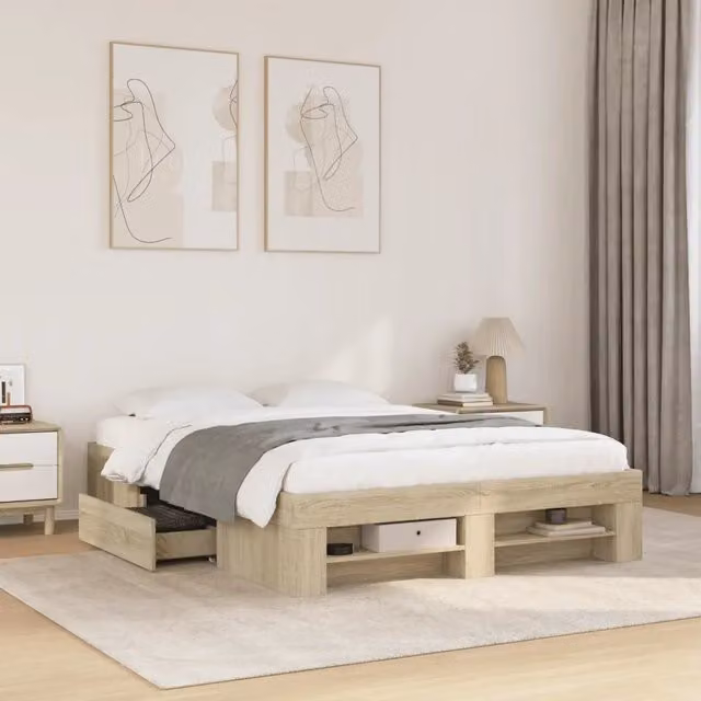 Giroletto-Struttura Letto Rovere Sonoma 135x190 cm in Legno Multistrato 410019