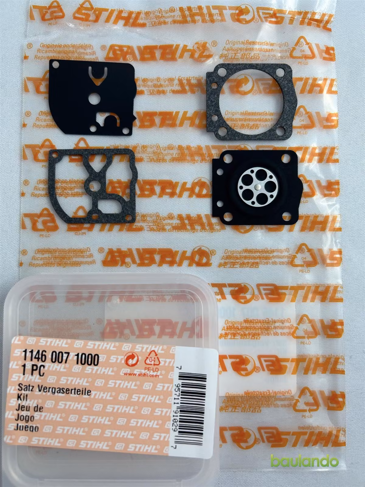 Kit di riparazione del carburatore STIHL. Include la membrana codice 11460071000, compatibile con i modelli MS150 e MS151