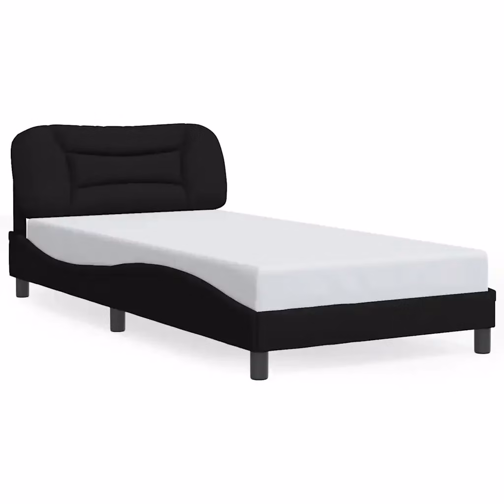 vidaXL Giroletto Hvar senza Materasso Nero in Tessuto e Legno 100x200 cm – 2