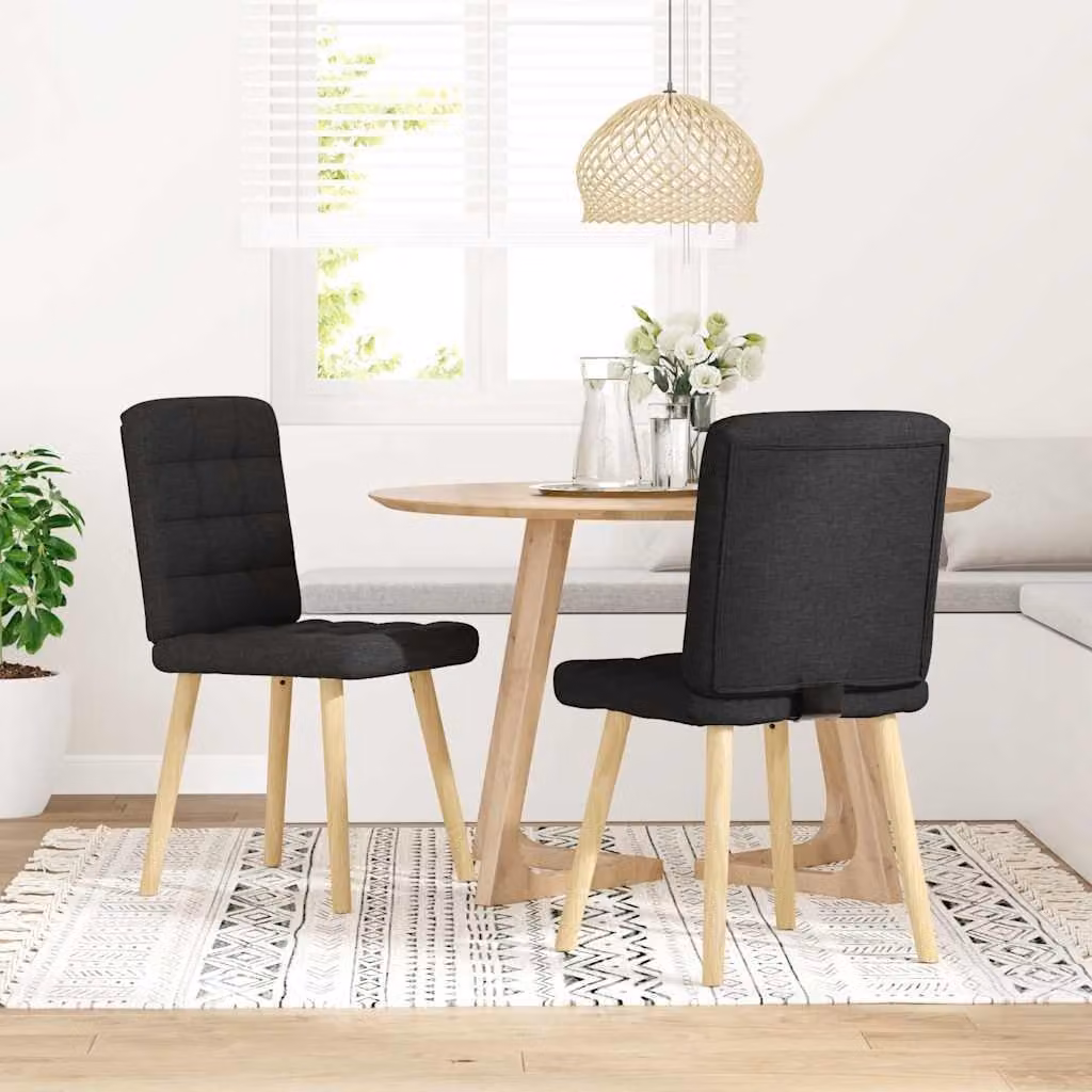 Sedie da Pranzo 2 pz Nere in Tessuto