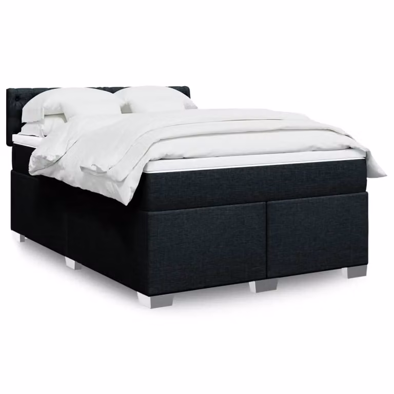 vidaXL Giroletto a Molle con Materasso Ibrido in Tessuto Nero L/P/H: 140 x 200 x 100,5 cm