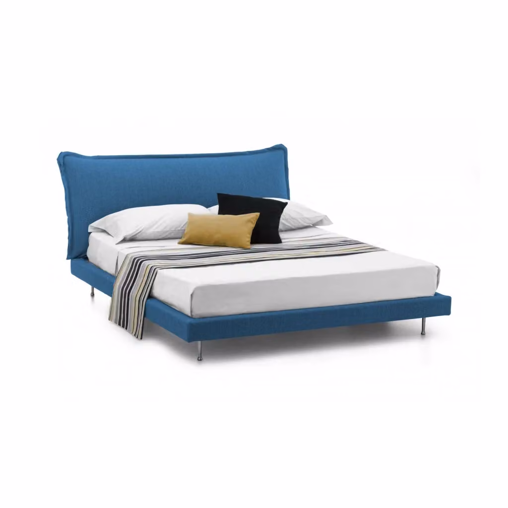Letto matrimoniale Arcore TALAMO ITALIA con rivestimento e testata in tessuto blu, adatto per materasso 160x200 cm – 2