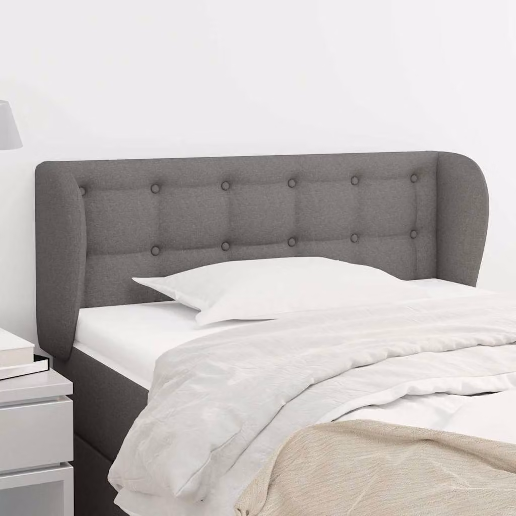 Testiera ad orecchio vidaXL in tessuto grigio scuro con struttura in legno L: 83 cm, P: 23 cm, H: 78-88 cm