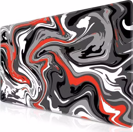 Base per tavolo da gaming di grandi dimensioni - 900 x 400 mm - nero, bianco, rosso - impermeabile e antiscivolo - bordi rifiniti - resistente - grande