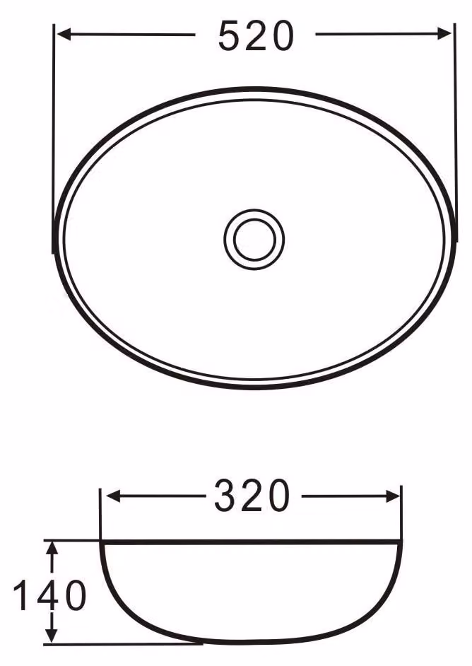 Lavabo da incasso in Vetroceramica, modello Aufsatz, colore bianco brillante, dimensioni 52 cm