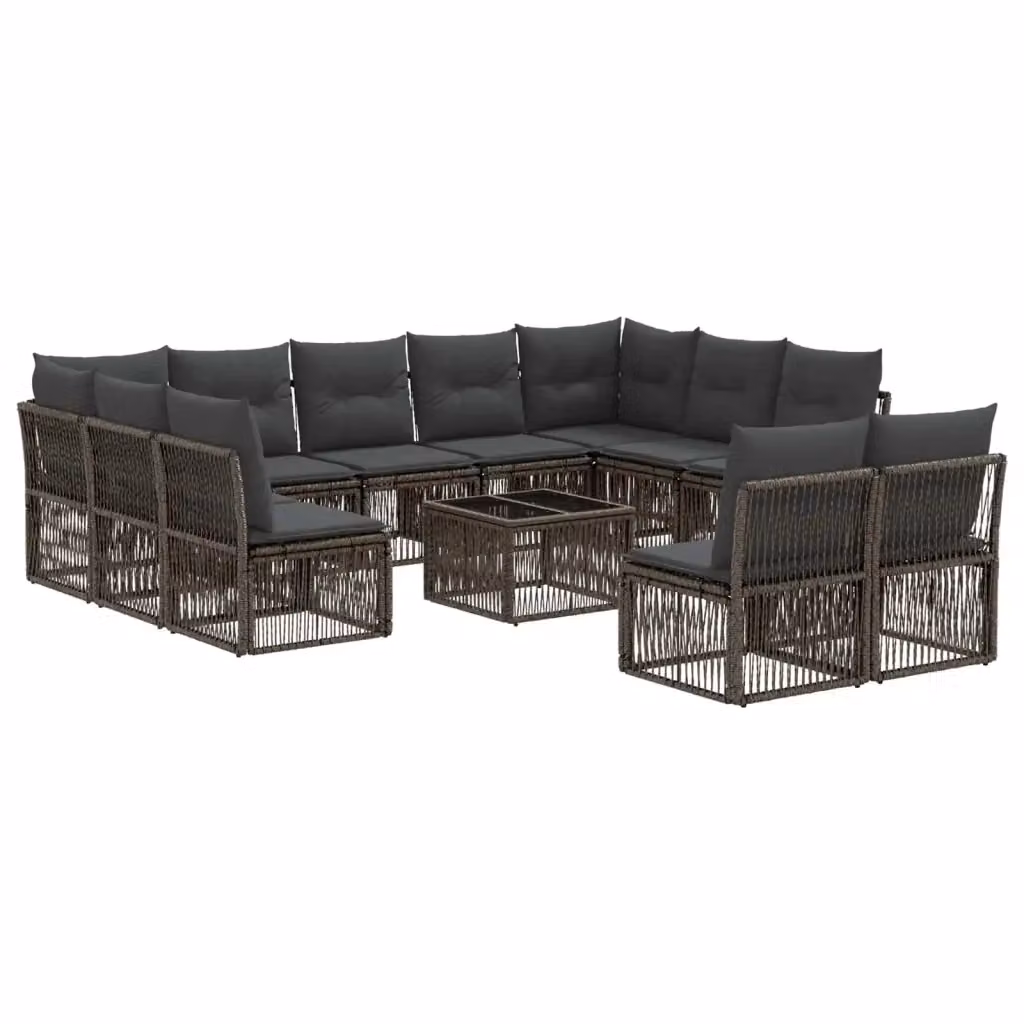 Set Divano da Giardino a L con Tavolino vidaXL, 12 Pezzi, Grigio, con Cuscini e Struttura in Acciaio Verniciato a Polvere – 2