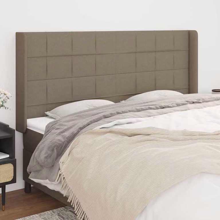 Testiera ad orecchio vidaXL in tessuto beige/grigio L: 163 cm, P: 16 cm, H: 118/128 cm