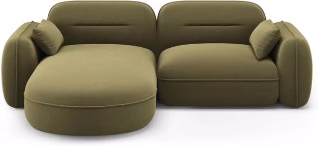 Divano angolare modulare sinistro Sydney Cosmopolitan Design in velluto verde, 3 posti, L/P/H: 230 x 165 x 86 cm – 1