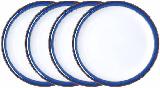Set di piatti in ceramica imperiale azzurro medio - resistente a lavastoviglie e forno a microonde, 22 cm - servizio di ceramica azzurro e bianca - piatti per pranzo resistenti a graffi e cadute