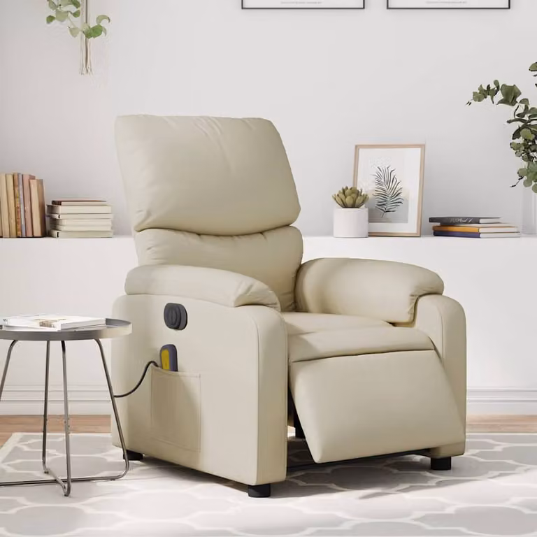 Poltrona Massaggiante Elettrica Reclinabile vidaXL in Similpelle Beige