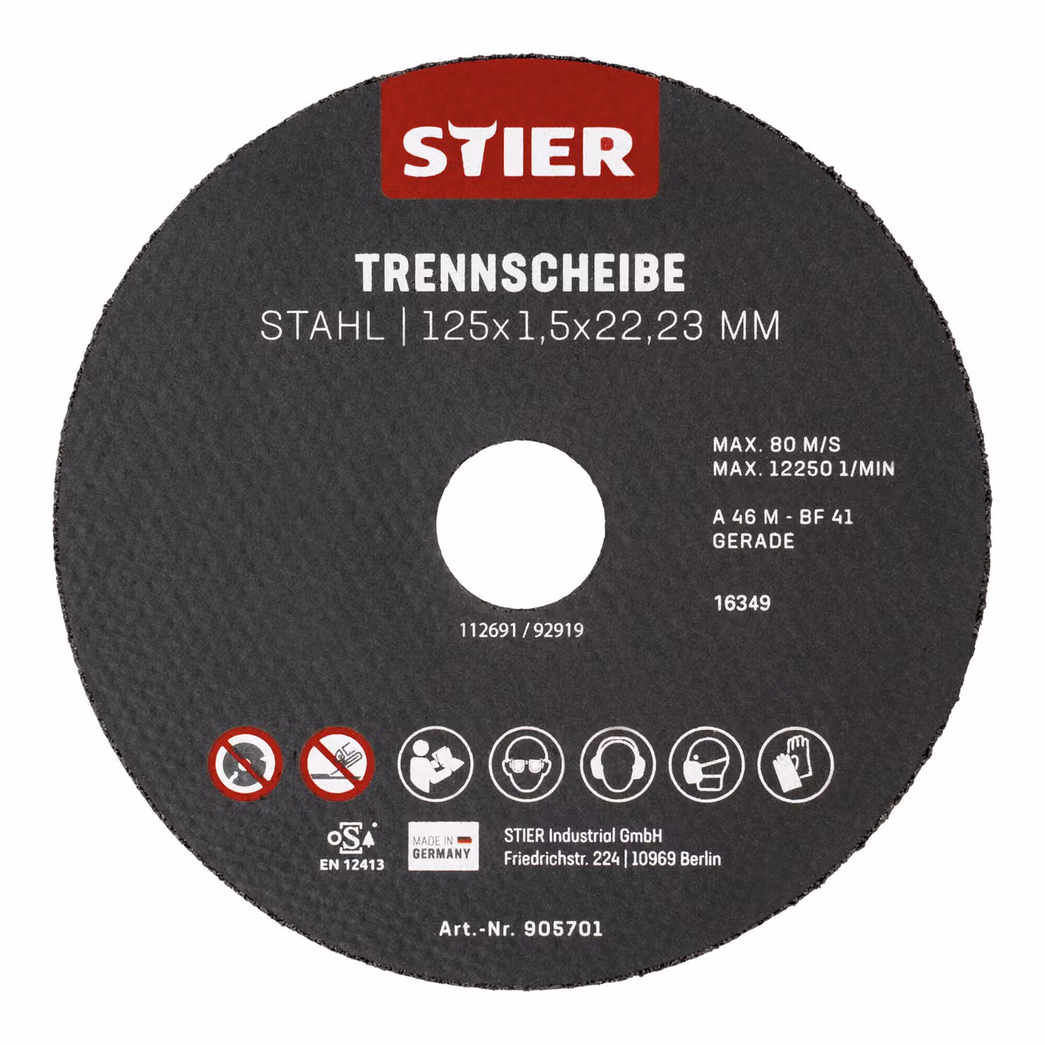 Dischi da taglio STIER in acciaio, dimensioni: 125 x 1,5 x 22,23; forma 41; versione diritta; 25 pezzi, per smerigliatrici angolari di tutti i tipi; Per acciaio inox, acciaio fuso, ecc.