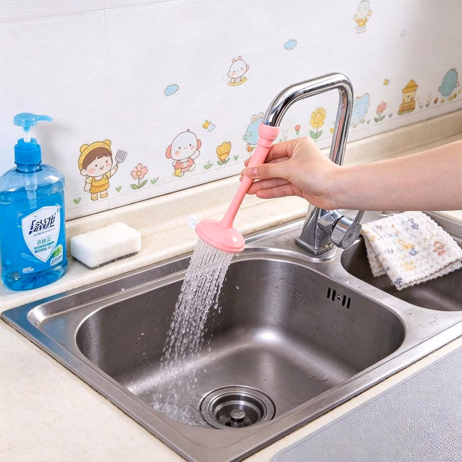 Supporto per il beccuccio della doccetta del rubinetto della cucina, rotazione a 360°, in plastica, antigoccia, per uso in cucina