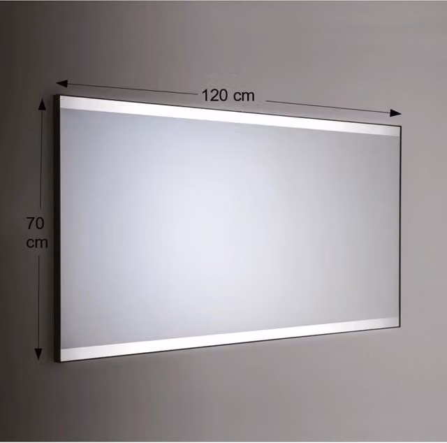 Specchio da Parete Retroilluminato a LED Rettangolare 120X70 cm spessore 4 mm Cornice Cromo Lucido
