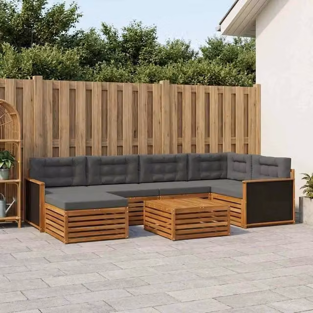 Set di divani da esterno 7 pz Naturale e Antracite 3383585