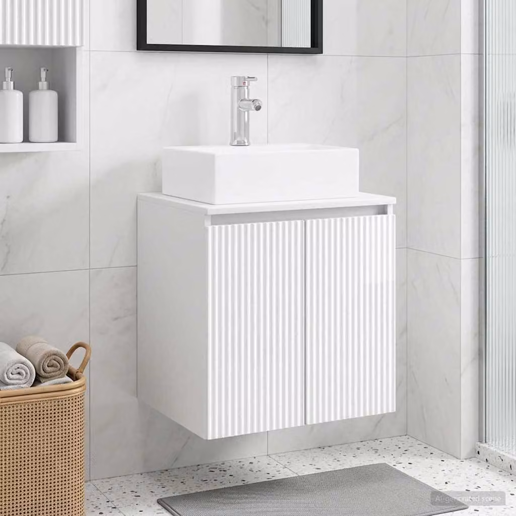 Mobile Lavabo da Parete vidaXL Bianco Lucido L: 49,5 cm, P: 41 cm, H: 62,5 cm