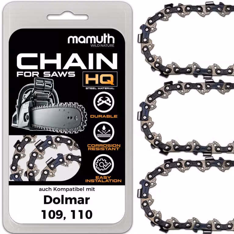 3 catene per motosega, lunghezza 38 cm, passo 0,325", spessore 1,5 mm, 64 maglie, compatibili con i modelli Dolmar 109 e 110