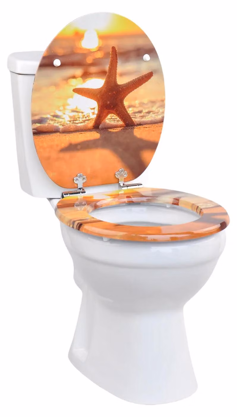 Copriwater - Sedile per WC in legno - Chiusura rallentata - Antibatterico - Forma a "O" - Standard europeo - 43 x 37 cm