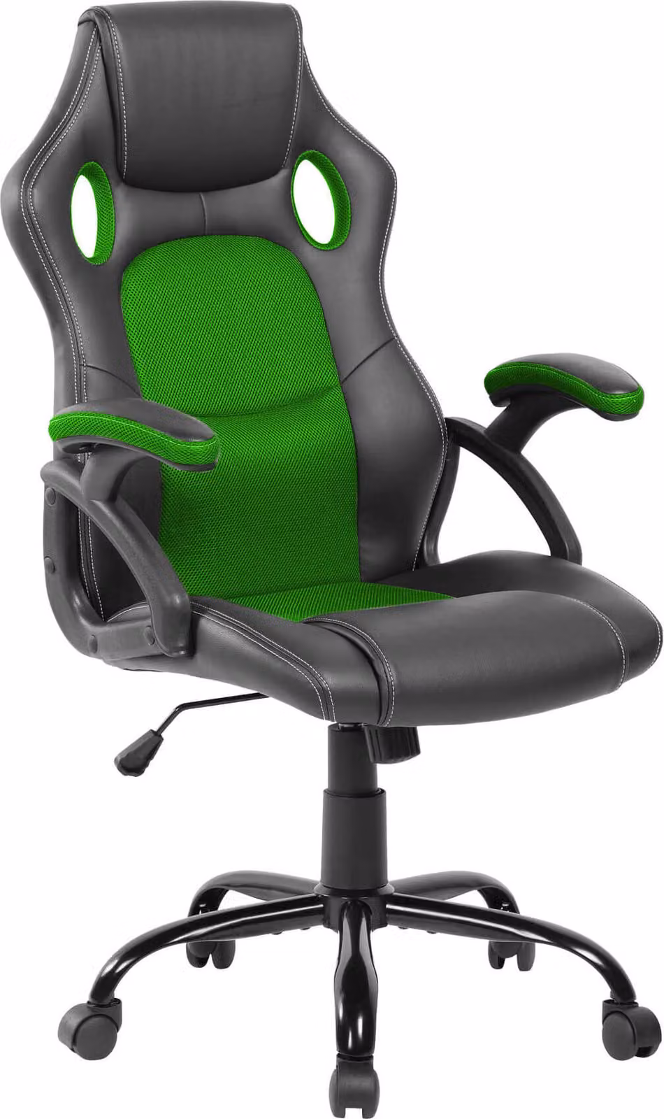Sedie da ufficio con rotelle Rebecca Mobili in similpelle e nylon, nero e verde