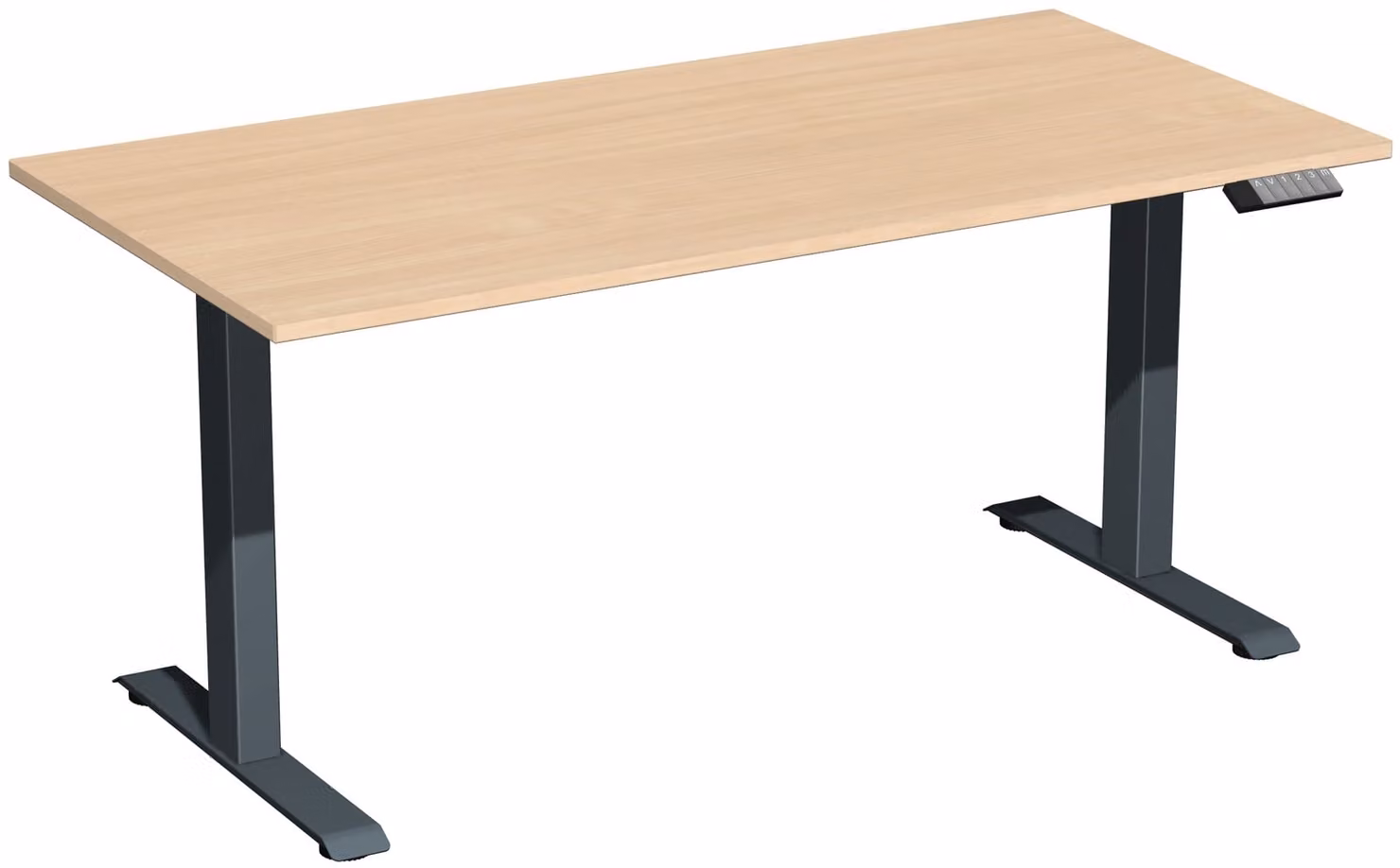 Tavolo elevatore elettrico regolabile in altezza, 1600x800x730-1230, faggio/antracite