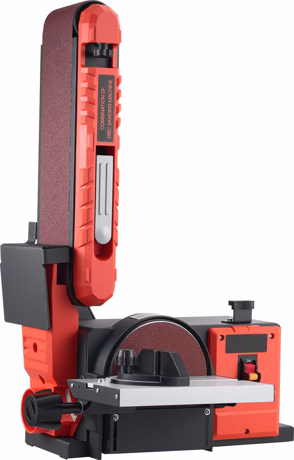 Levigatrice a nastro SucceBuy 400 W, disco di levigatura da 152,4 mm e nastro di levigatura da 101,6x914,4 mm, con piano di lavoro inclinabile di 0-45° e raccordo per l'aspirazione della polvere per la lavorazione del legno e l'affilatura dei coltelli