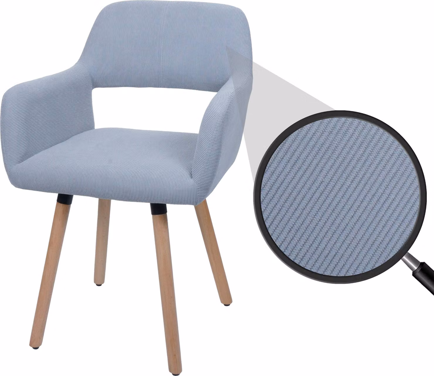 Sedia da pranzo HWC-A50 II, sedia da cucina sedia imbottita, legno tessuto/corda tessile (400g/m²) ~ grigio chiaro