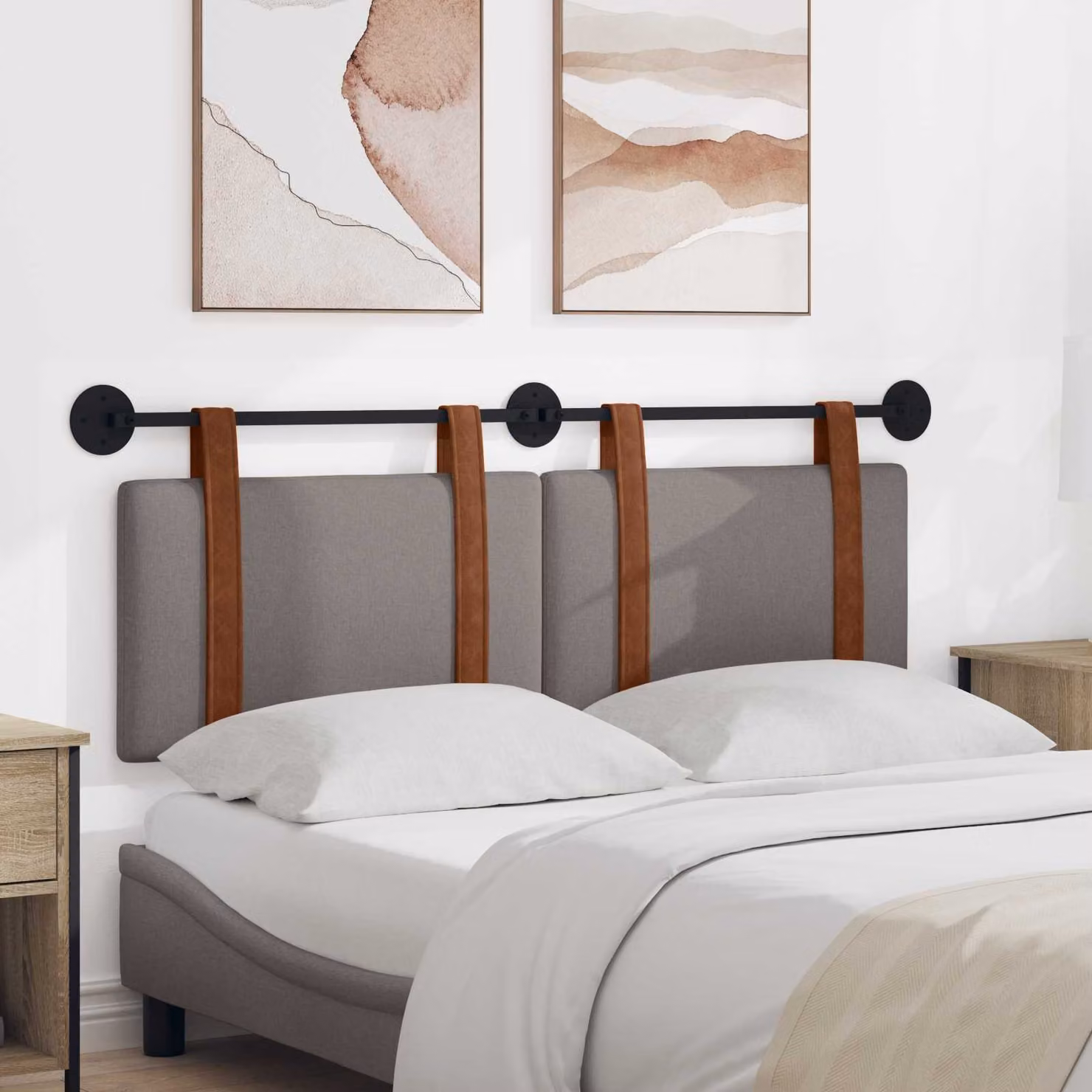 Testiera sospesa vidaXL in similpelle PU per camera da letto, Beige o Grigio, L: 130 cm, H: 55 cm, P: 5,89 cm