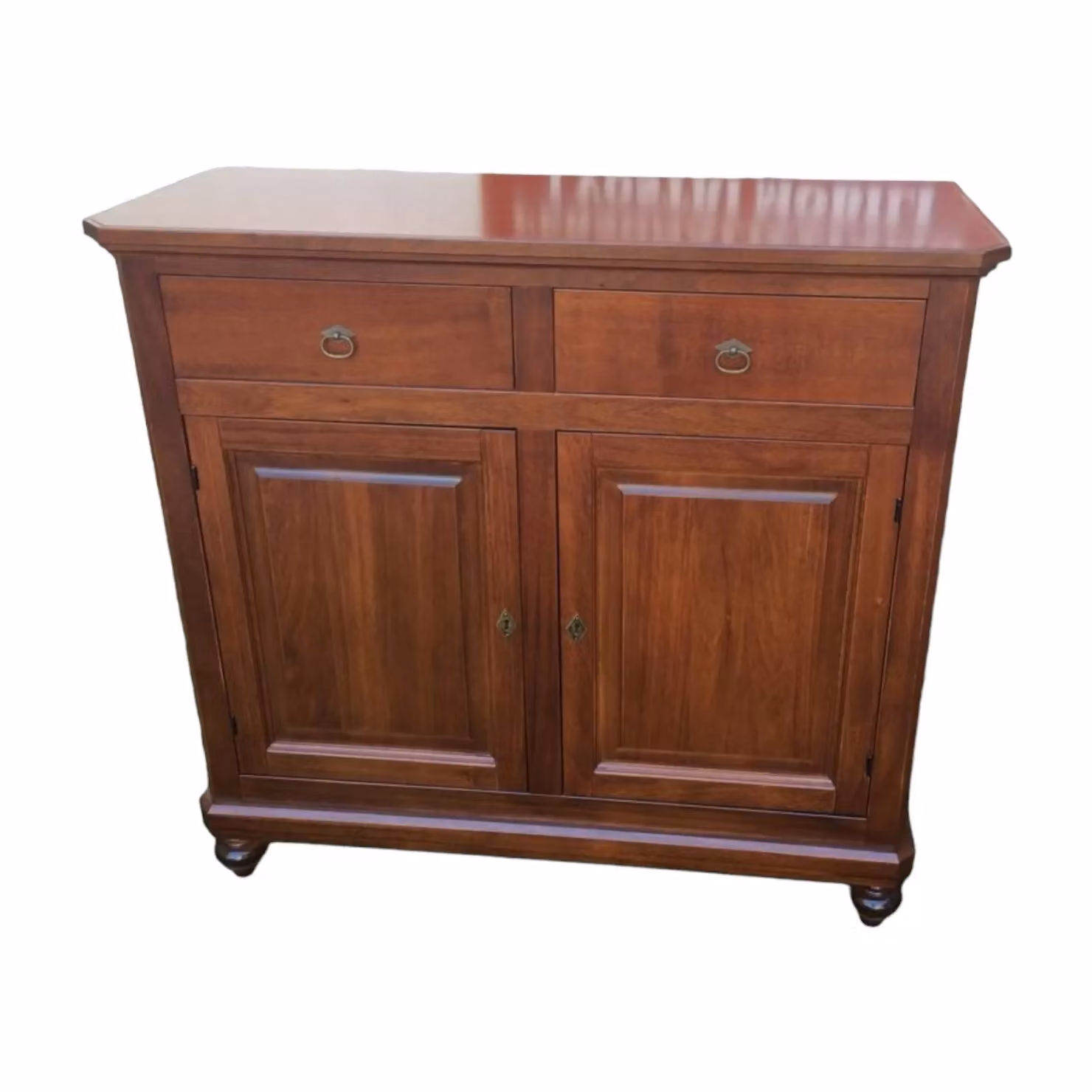 Madia credenza napoletana in legno di pioppo con 2 ante, colore noce, L: 104 cm, P: 43 cm, H: 98 cm - Mobili 2G – 1