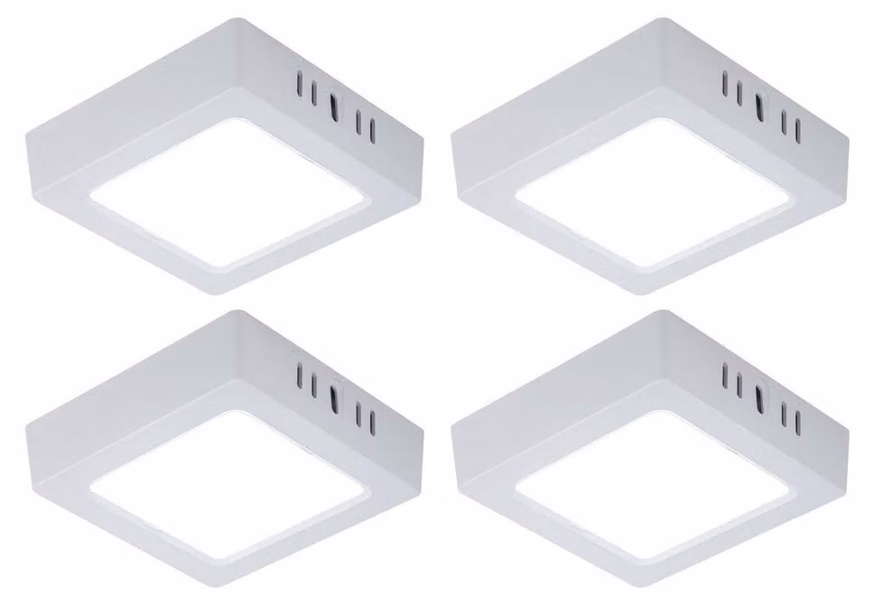 set di 4 lampade da soffitto a LED, pannello montato in superficie, bianco freddo, L 12 cm