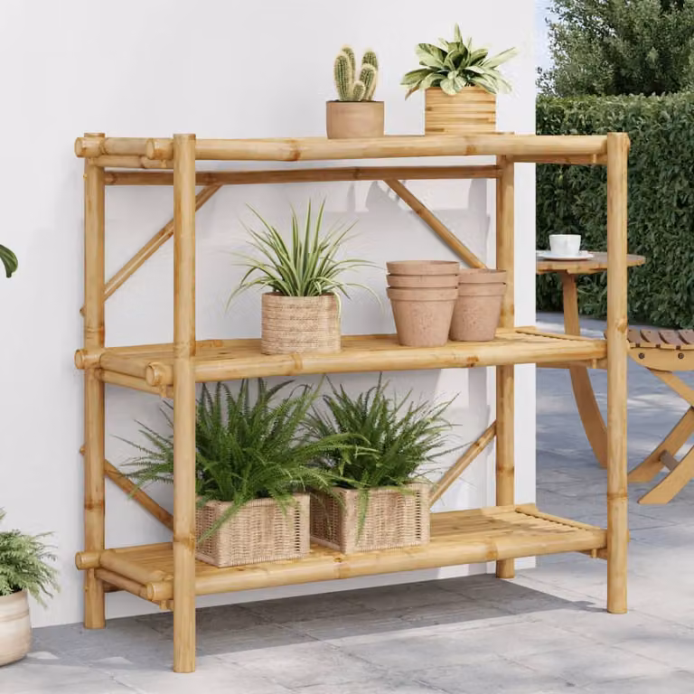 Scaffale vidaXL in bambù marrone con 3 ripiani L: 100 cm, P: 40 cm, H: 90 cm
