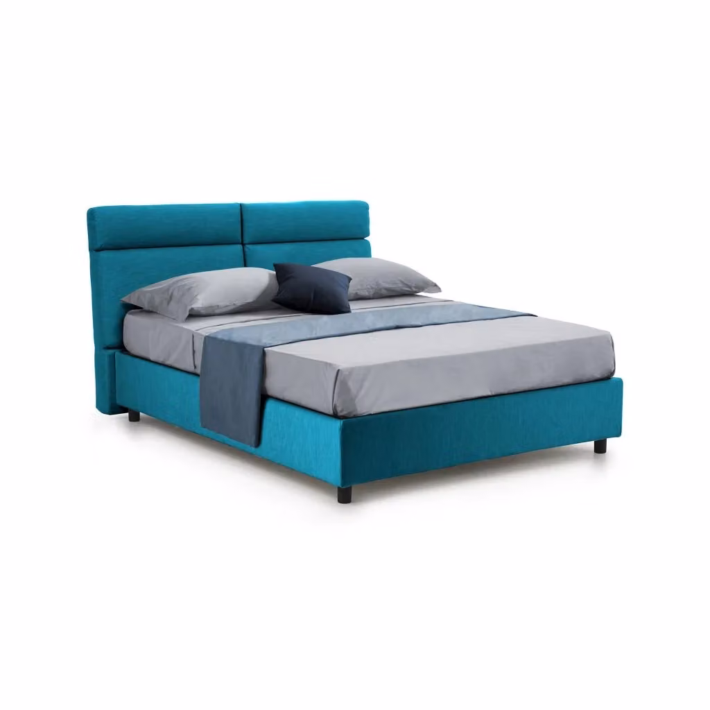 Letto Matrimoniale Alcatron DMORA con Contenitore a Alzata, Rivestimento in Tessuto Sfoderabile, Blu e Nero, L/P/H: 160 x 200 x 114 cm – 2