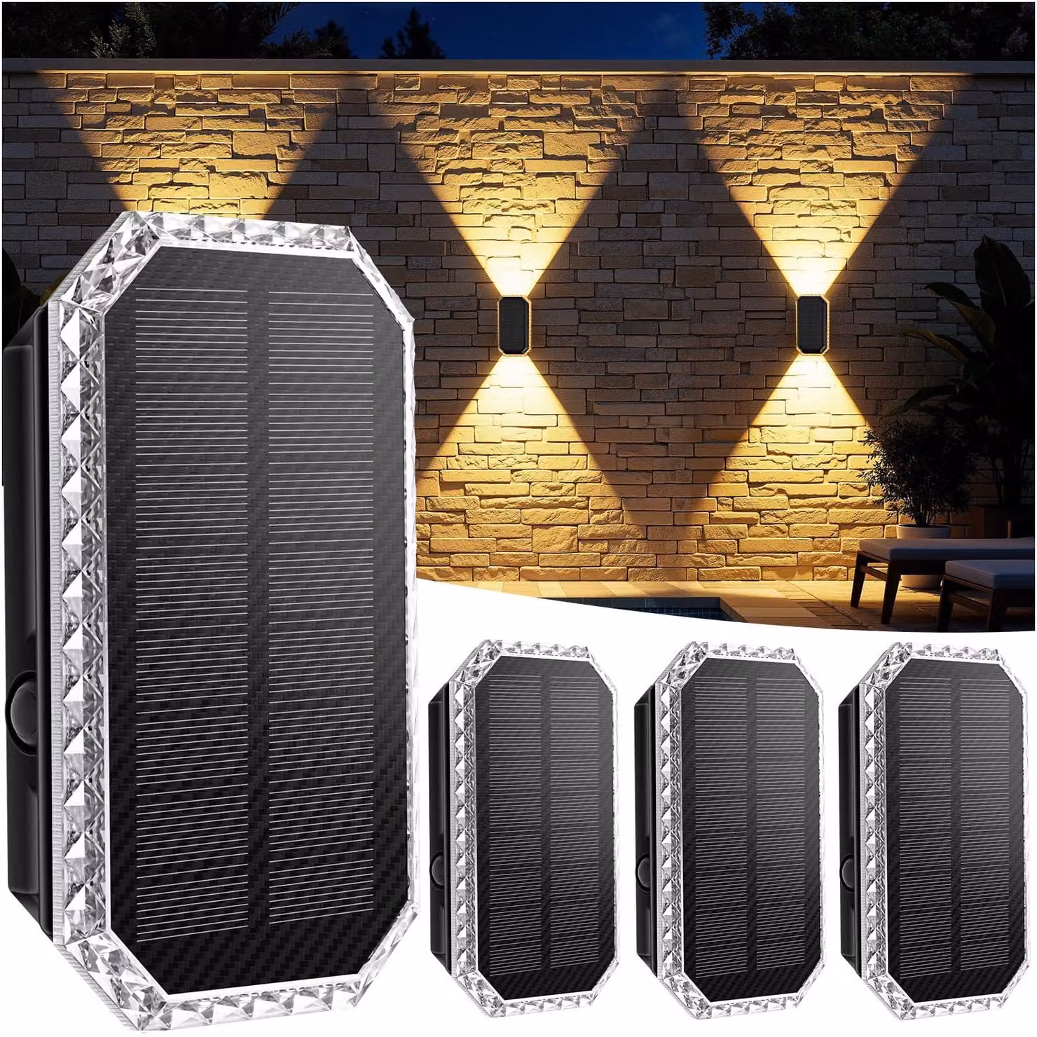 Lampada solare per esterni, 3 colori, grado di protezione IP65, impermeabile, batteria da 1200 mAh