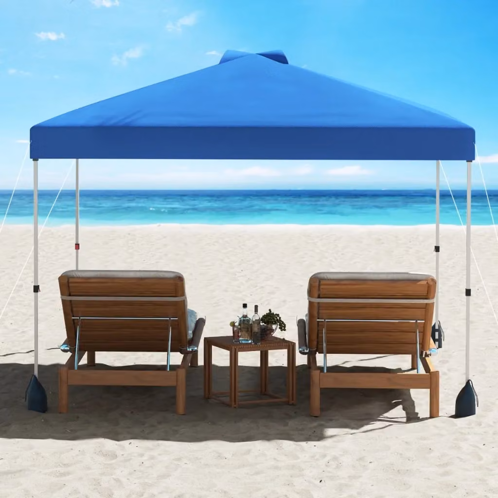 Tenda da patio pieghevole per eventi con borsa con ruote Blu e Argento L/P/H: 300 x 300 x 286 cm – 2