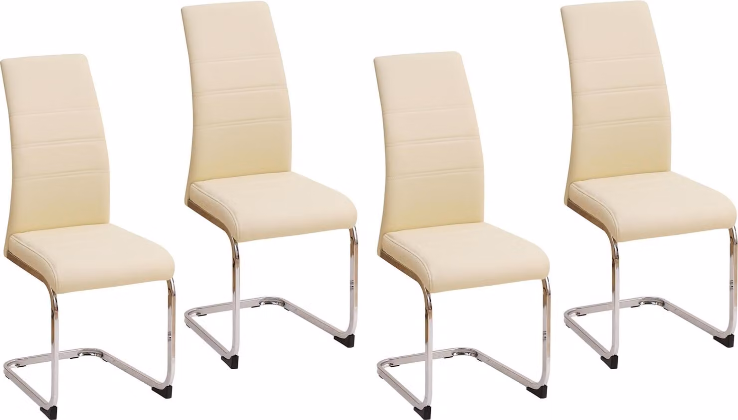 Set di 4 sedie da sala da pranzo SallyC in Pelle finta beige