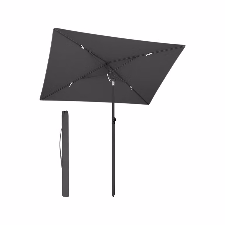 Ombrellone da Patio con Protezione Solare per Esterni, Grigio Scuro / 232 x 149 x 270 cm (L x l x H)