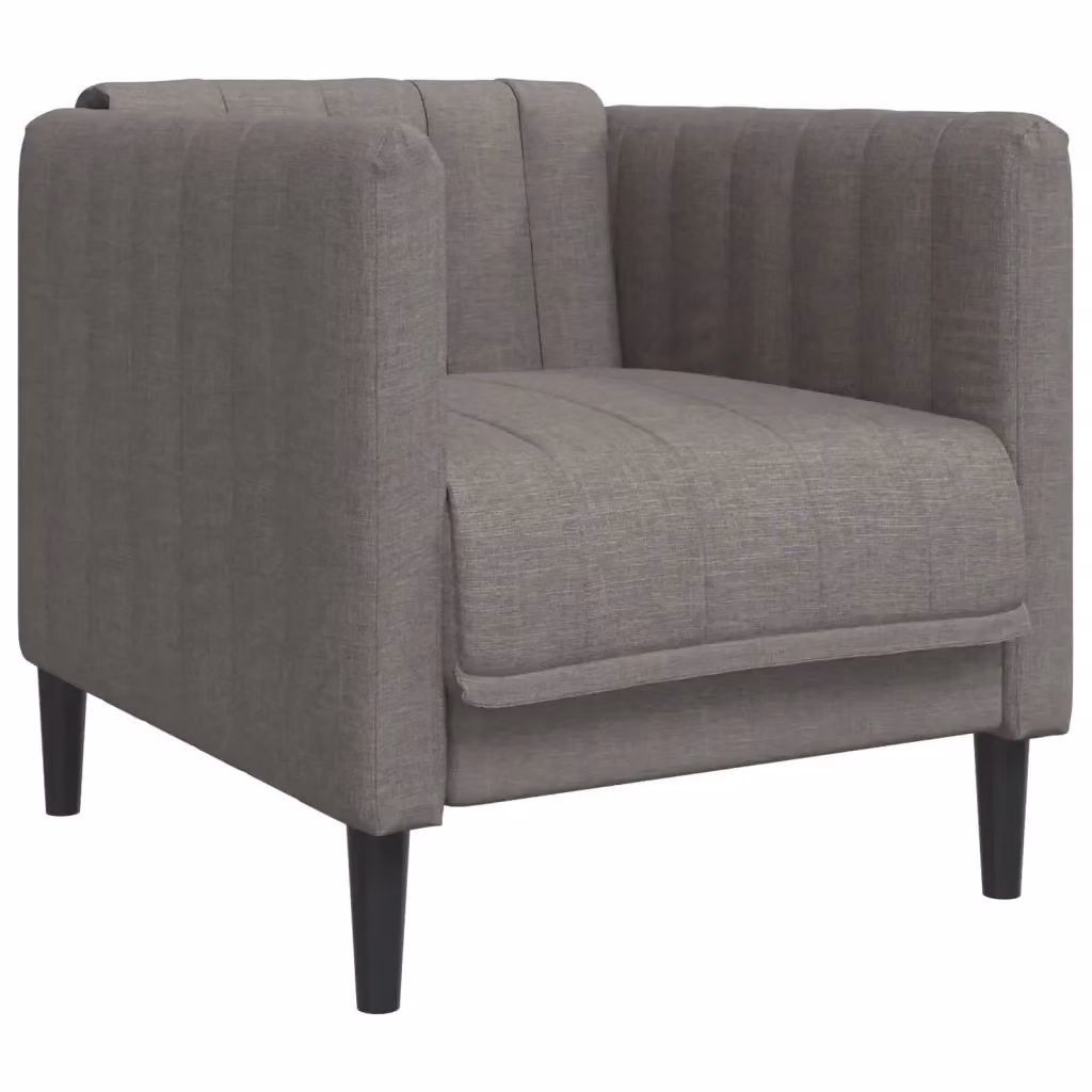 Poltrona Lounge Moderna in Tessuto Grigio con Braccioli e Struttura in Legno – 2