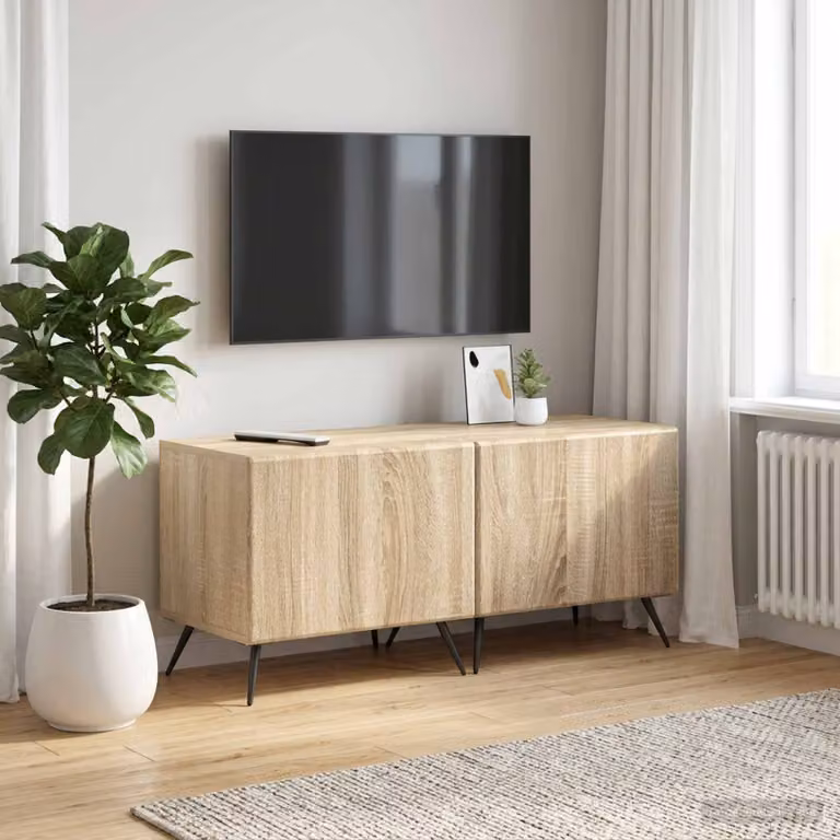 Mobile TV vidaXL in legno ingegnerizzato color rovere sonoma marrone con scomparti multimediali e design moderno