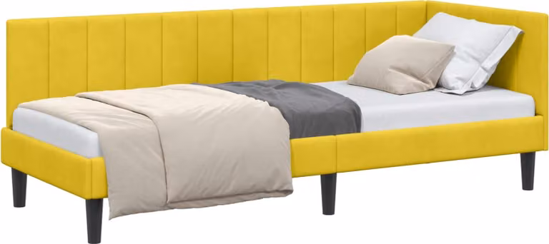 Cornice del letto ad angolo Giallo 80 cm x 200 cm Velluto