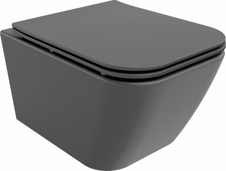 Mexen Madox WC senza bordo con sedile a chiusura rallentata slim, duroplast, grigio scuro opaco - 30154061