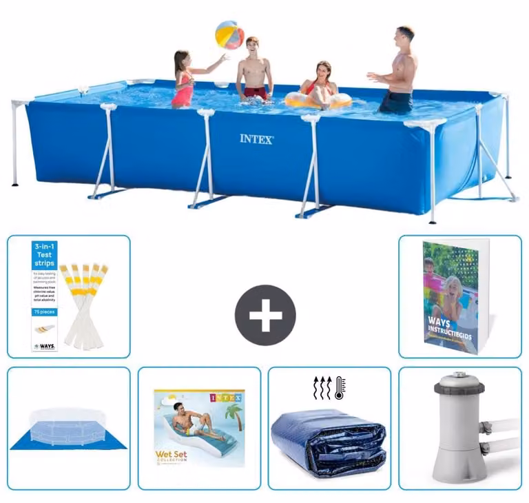 Piscina fuori terra rettangolare - 450x220x84 cm - 5 pezzi - Modello S171