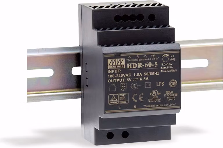 Alimentatore switching per guida DIN MEAN WELL HDR-60-12, 12 V-/4,5 A