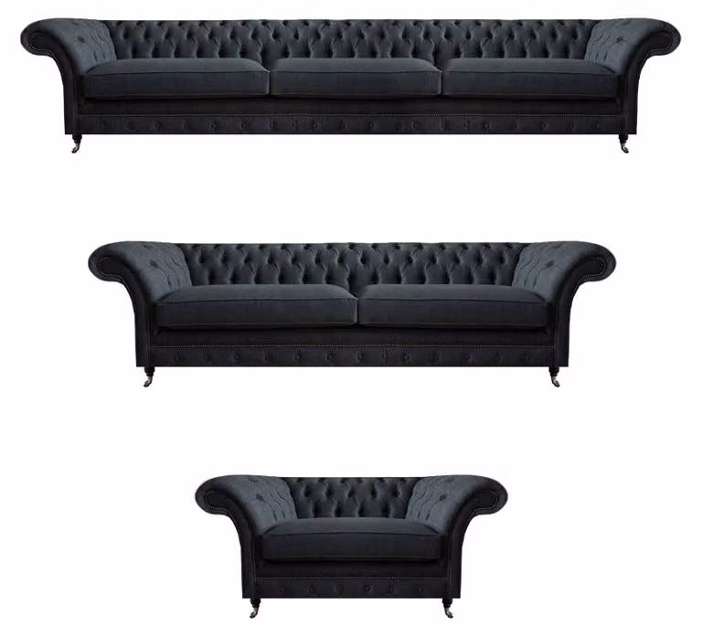 Schwarze Chesterfield Sofagarnitur Moderne Sitzmöbel Wohnzimmer Couchen
