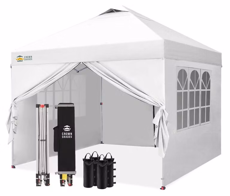 Tenda pop-up 3x3 metri, impermeabile, con 4 pannelli laterali, protezione UV 50+, altezza regolabile, colore bianco