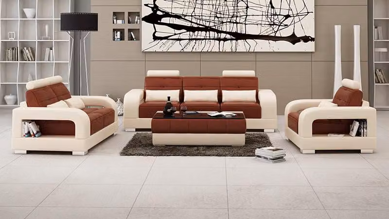 Ledersofa Couch Sofagarnitur 3+2+1 Sitzer Garnitur Design Modern Sofa L6008D