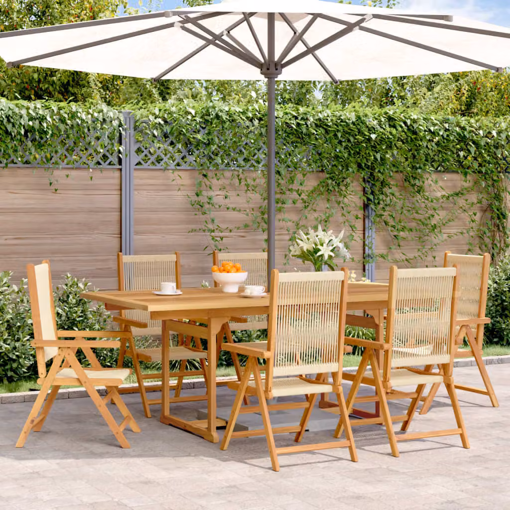 Maison Exclusive - Set da pranzo da giardino 7 pezzi in polipropilene e legno massello, beige