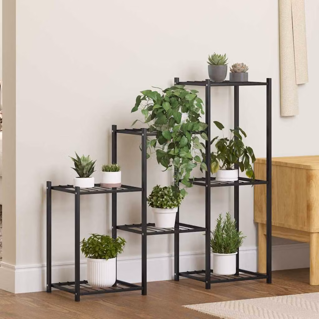 vidaXL Portafiori Moderno in Metallo Nero Opaco L: 83 cm, P: 25 cm, H: 80 cm