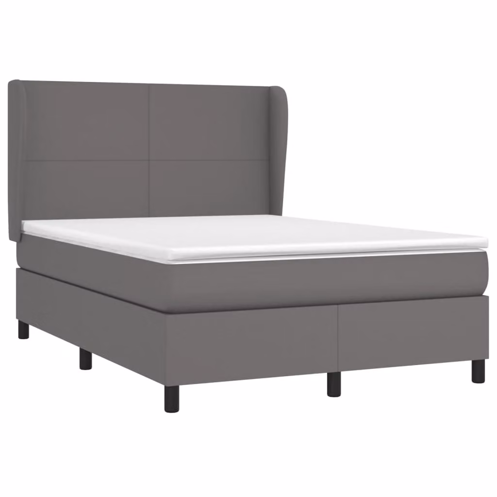 Giroletto a Molle con Materasso Grigio 140x200 cm in Pelle finta